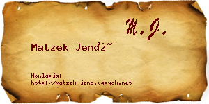 Matzek Jenő névjegykártya